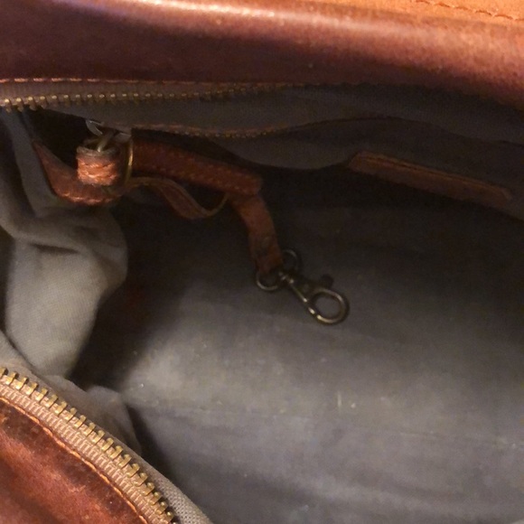 Frye Brown Leather Bag/Satchel 
13"wide x 6"deep across bottom x 10" high - Picture 13 of 16